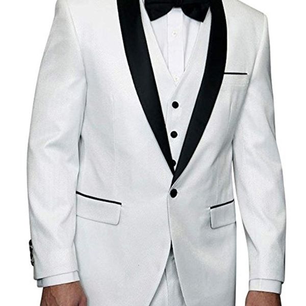 men's suits & blazers style groomsmen white groom tuxedos shawl black satin lapel men wedding man bridegroom (jacket + pants vest, White;black
men's suits & blazers style groomsmen white groom tuxedos shawl black satin lapel men wedding man bridegroom (jacket + pants vest, White;black