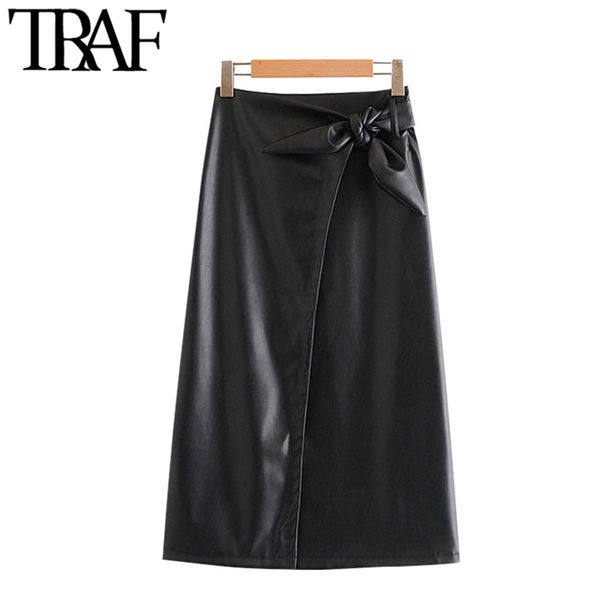 traf women chic fashion with bow tied faux leather wrap midi dress vintage high elastic waist front slit female skirts 210415, Black
traf women chic fashion with bow tied faux leather wrap midi dress vintage high elastic waist front slit female skirts 210415, Black
