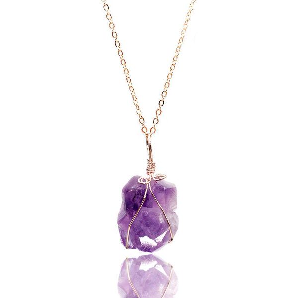 chains natural raw stone healing crystal necklace irregular wire wrapped pendant for women purple flower, Silver
chains natural raw stone healing crystal necklace irregular wire wrapped pendant for women purple flower, Silver