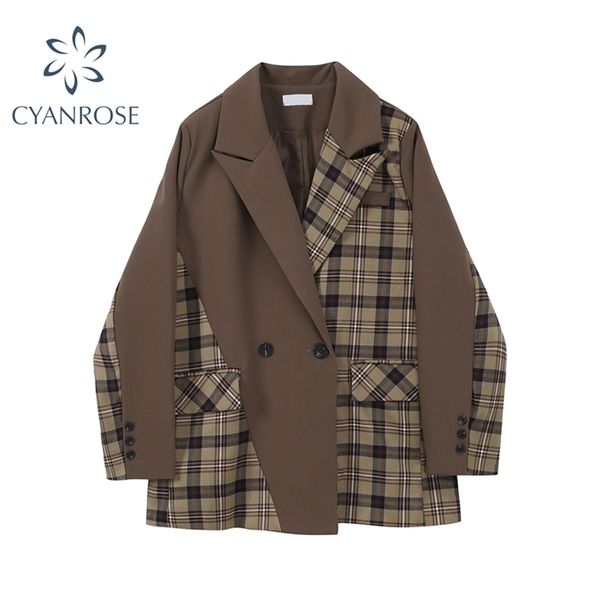 winter design coffee plaid patchwork blazer jacket women vintage double breasted long sleeve fashion office coat lady 210515, White;black
winter design coffee plaid patchwork blazer jacket women vintage double breasted long sleeve fashion office coat lady 210515, White;black