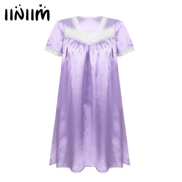 women's sleepwear womens satin sleep pajamas nightgown short sleeve lace splice pleated nightdress silky lounge female ladies lingerie, Black;red
women's sleepwear womens satin sleep pajamas nightgown short sleeve lace splice pleated nightdress silky lounge female ladies lingerie, Black;red