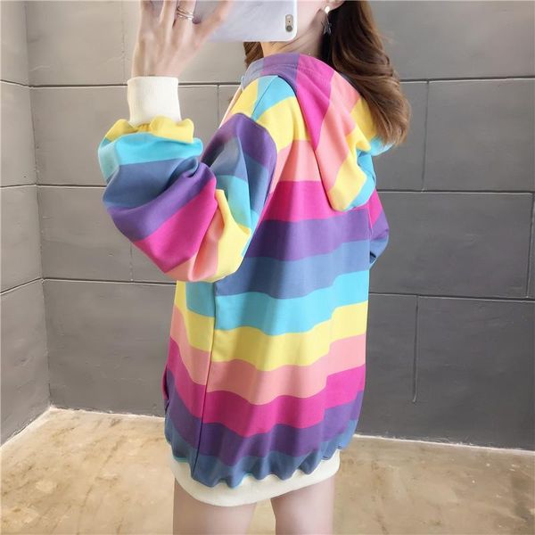 women's sweaters fashion brand rainbow hoodies sweatshirt spring autumn plus thick velvet casual pullovers female clothing ourware coat, White;black
women's sweaters fashion brand rainbow hoodies sweatshirt spring autumn plus thick velvet casual pullovers female clothing ourware coat, White;black