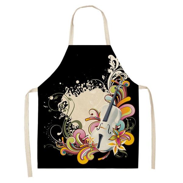 musical instrument kitchen aprons for women cotton linen bibs householdapron baking accessories alpaca apron