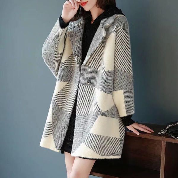 women's wool & blends 2021 blend coat women long sleeve turn-down collar jacket casual loose autumn winter overcoat casaco feminino, Black
women's wool & blends 2021 blend coat women long sleeve turn-down collar jacket casual loose autumn winter overcoat casaco feminino, Black