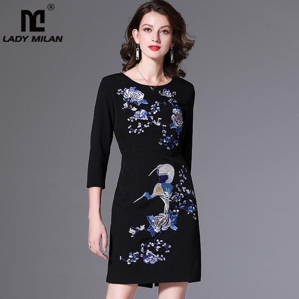 autumn women's runway dresses o neck 3/4 sleeves embroidery floral hidden zipper elegant pencil vestios casual, Black;gray
autumn women's runway dresses o neck 3/4 sleeves embroidery floral hidden zipper elegant pencil vestios casual, Black;gray