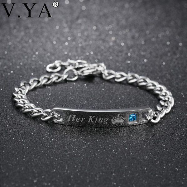v.ya crown crystal "his queen"her king "couple bracelets fashion unique stainless steel jewelry for women men dropship link,, Black
v.ya crown crystal "his queen"her king "couple bracelets fashion unique stainless steel jewelry for women men dropship link,, Black