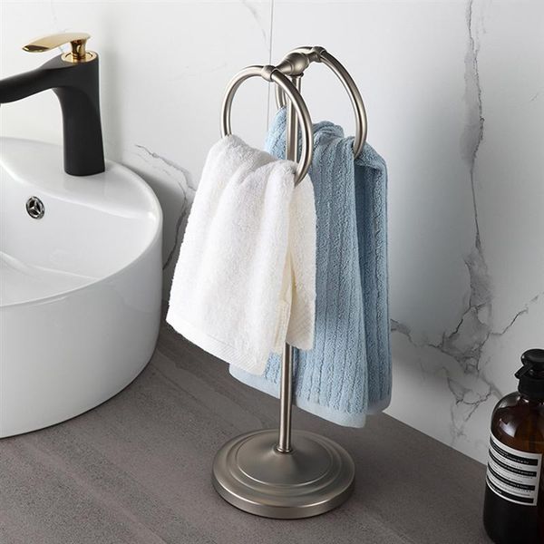 stainless steel towel rack movable floor-standing double rings racks