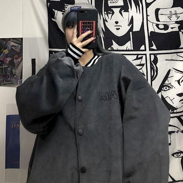 men's jackets vintage corduroy baseball cardigan long sleeve gray black spring autumn streetwear men women loose casual couple, Black;brown
men's jackets vintage corduroy baseball cardigan long sleeve gray black spring autumn streetwear men women loose casual couple, Black;brown