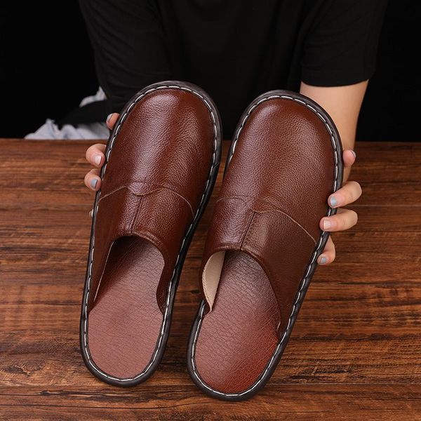 genuine leather home slippers spring autumn indoor floor shoes couple thick non-slip men women 5607, Black
genuine leather home slippers spring autumn indoor floor shoes couple thick non-slip men women 5607, Black