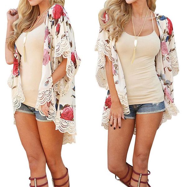 women blouses spring summer chiffon blouse ladies fashion floral loose shawl kimono cardigan boho women's & shirts, White
women blouses spring summer chiffon blouse ladies fashion floral loose shawl kimono cardigan boho women's & shirts, White