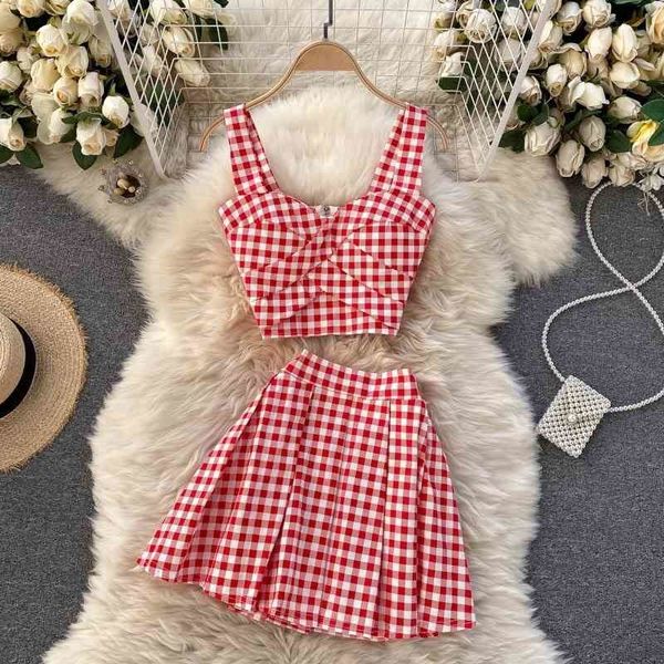 korean fashion sweet little man suit plaid v-neck camisole high waist pleated short skirt two-piece set 210525, White
korean fashion sweet little man suit plaid v-neck camisole high waist pleated short skirt two-piece set 210525, White