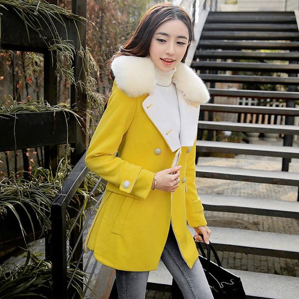 women's wool & blends sweet blend ladies coat slim jacket double breasted korean womens fashion, Black
women's wool & blends sweet blend ladies coat slim jacket double breasted korean womens fashion, Black