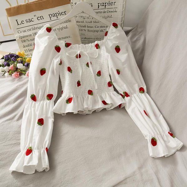 women's blouses & shirts strawberry shirt square neck cherry korean kawaii blouse crop women puff sleeve summer embroidery 2021 clothes, White
women's blouses & shirts strawberry shirt square neck cherry korean kawaii blouse crop women puff sleeve summer embroidery 2021 clothes, White