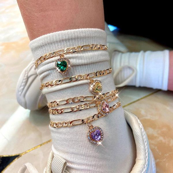 anklets jjfoucs 2pcs/set gold color copper anklet shining heart crystal foot bracelet girls 2021 fashion summer beach jewelry, Red;blue
anklets jjfoucs 2pcs/set gold color copper anklet shining heart crystal foot bracelet girls 2021 fashion summer beach jewelry, Red;blue