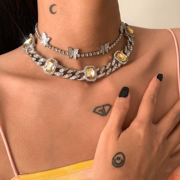 chokers iced out butterfly necklace set cuban link chain choker for women hip hop jewelry gift drop, Golden;silver
chokers iced out butterfly necklace set cuban link chain choker for women hip hop jewelry gift drop, Golden;silver
