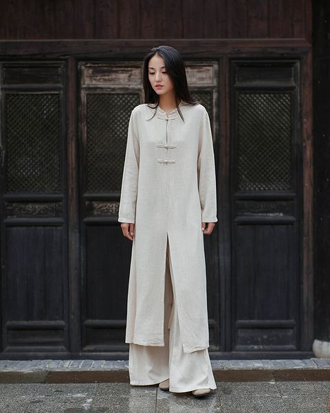 dress spring aransue and in autumn women's linen robe original retro chinese product zen tea dressed as tai ji clothing, Black;gray
dress spring aransue and in autumn women's linen robe original retro chinese product zen tea dressed as tai ji clothing, Black;gray