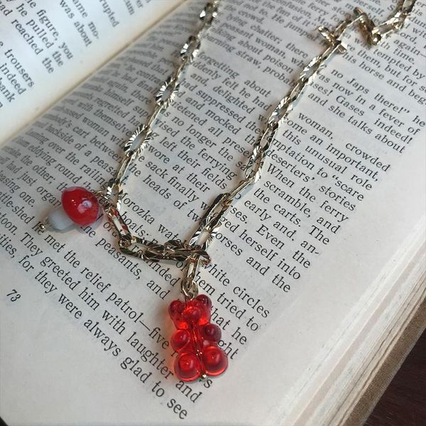 chains korean red clear resin bear mushroom necklace for women shiny gold color chain girls choker y2k summer vacation jewelry, Silver
chains korean red clear resin bear mushroom necklace for women shiny gold color chain girls choker y2k summer vacation jewelry, Silver