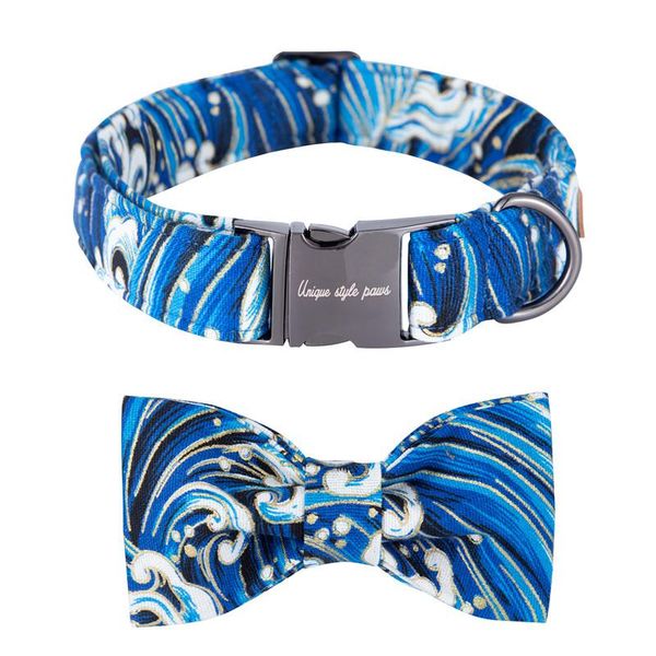 dog collars & leashes unique style paws pure cotton blue wave print collar with bow for dogs and cats
dog collars & leashes unique style paws pure cotton blue wave print collar with bow for dogs and cats