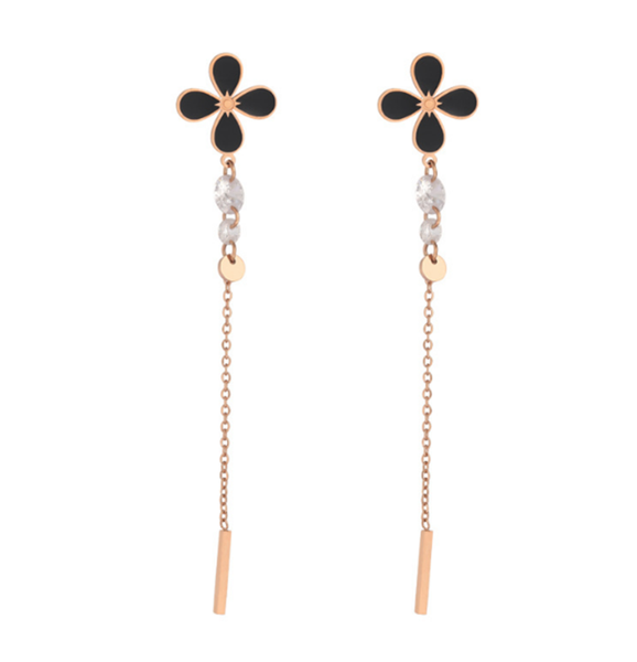 stud 316l stainless steel retro black flower earrings female long style super fairy korean thin net red no fade, Golden;silver
stud 316l stainless steel retro black flower earrings female long style super fairy korean thin net red no fade, Golden;silver