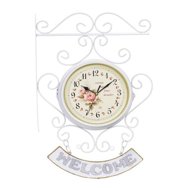 wall clocks european-style double-sided clock custom white with printed pattern iron battery wholesaler supply
wall clocks european-style double-sided clock custom white with printed pattern iron battery wholesaler supply