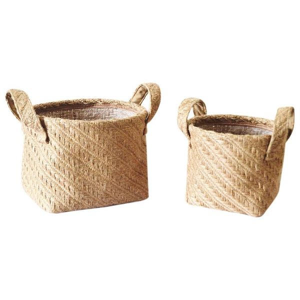 storage baskets 2 pcs braided jute cloth flowerpot basket cotton linen blended deskbox kids toys sundries organizer
storage baskets 2 pcs braided jute cloth flowerpot basket cotton linen blended deskbox kids toys sundries organizer