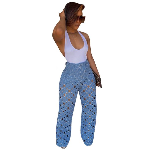 personality hollow out women jeans est high waist holes lady wide leg blue denim fabrc casual pants all matching real picture
personality hollow out women jeans est high waist holes lady wide leg blue denim fabrc casual pants all matching real picture