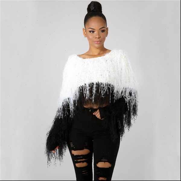 o neck tassel casual women sweaters long sleeve loose pullover sweetwear autumn winter crop, White;black
o neck tassel casual women sweaters long sleeve loose pullover sweetwear autumn winter crop, White;black