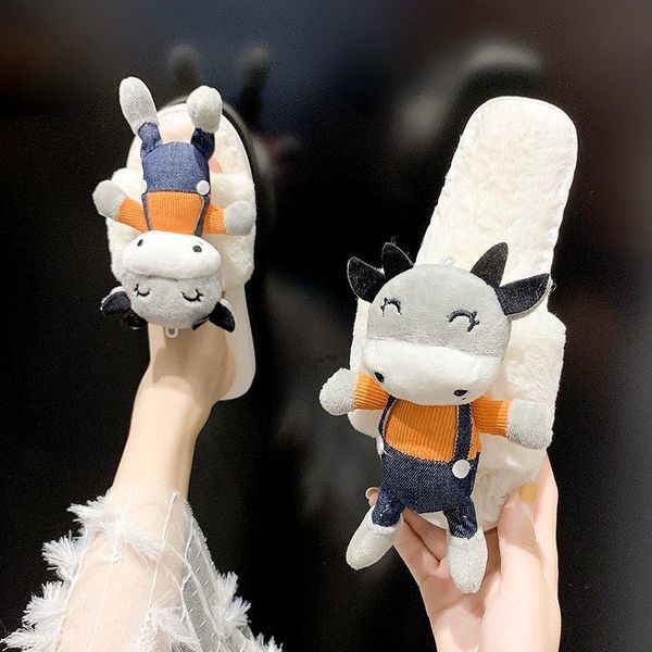 women home slippers cute animal cow winter warm shoes woman slip on flats slides female faux fur 2021, Black
women home slippers cute animal cow winter warm shoes woman slip on flats slides female faux fur 2021, Black