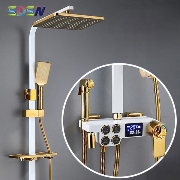 thermostatic shower set 38 temperature bathroom mixer 10 inch head luxury gold digital sets
thermostatic shower set 38 temperature bathroom mixer 10 inch head luxury gold digital sets