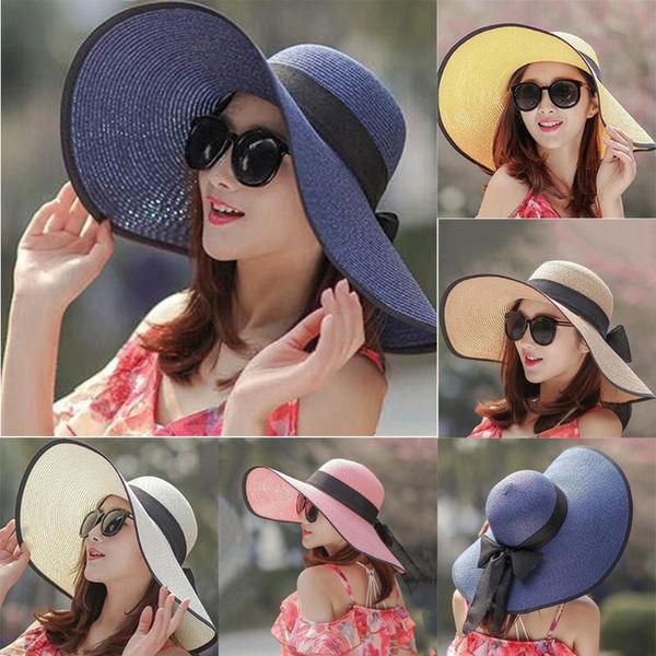 wide brim hats summer beach big straw hat for female seaside travel sun uv protection all-match cool bowknot folding cap, Blue;gray
wide brim hats summer beach big straw hat for female seaside travel sun uv protection all-match cool bowknot folding cap, Blue;gray