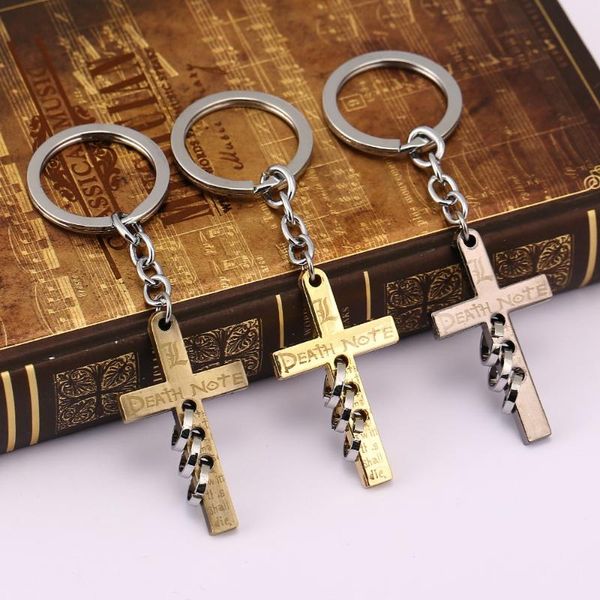 keychains 3 colors anime jewelry death note metal keychain crucifix logo alloy key ring holder chaveiro accessories, Silver
keychains 3 colors anime jewelry death note metal keychain crucifix logo alloy key ring holder chaveiro accessories, Silver