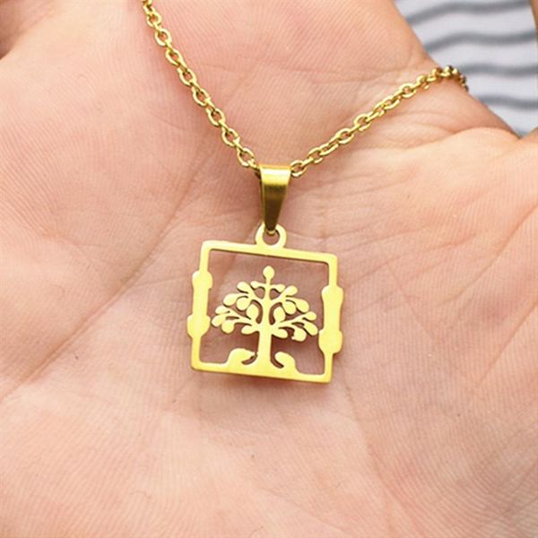 fashion framed tree necklace of life stainless steel dainty pendant square shape women necklaces, Silver
fashion framed tree necklace of life stainless steel dainty pendant square shape women necklaces, Silver