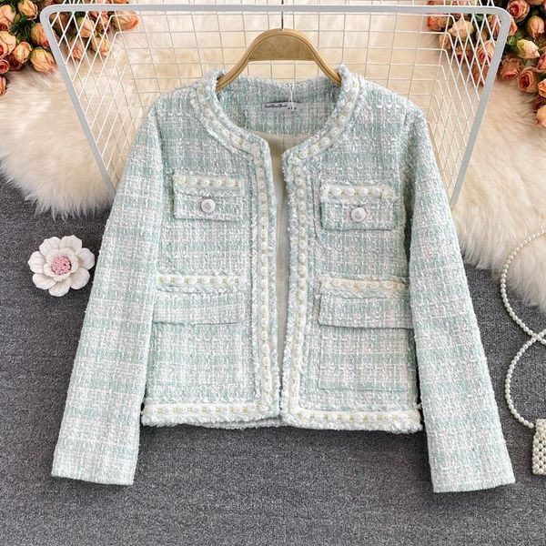 women's jackets autumn winter vintage small fragrant tweed jacket coat women streetwear short coats korean fashion casual outwe, Black;brown
women's jackets autumn winter vintage small fragrant tweed jacket coat women streetwear short coats korean fashion casual outwe, Black;brown