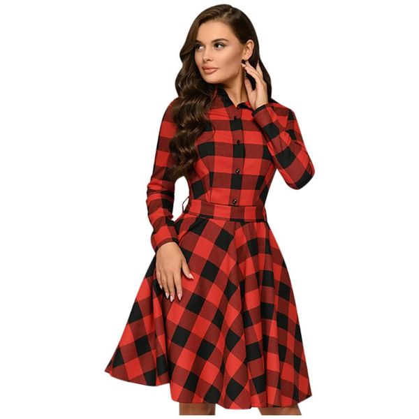 casual dresses women vintage sashes plaid party dress ladies long sleeve turn down collar elegant 2021 winter fashion, Black;gray
casual dresses women vintage sashes plaid party dress ladies long sleeve turn down collar elegant 2021 winter fashion, Black;gray