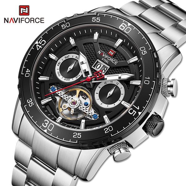 brand naviforce 2021 new men's mechanical watch luxury automatic wristwatch 10atm waterproof stainless steel watches for men, Silver
brand naviforce 2021 new men's mechanical watch luxury automatic wristwatch 10atm waterproof stainless steel watches for men, Silver