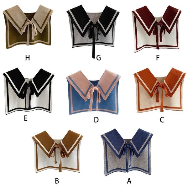 scarves navy style knitted shawl wrap women winter reversible contrast color false collar decor cape lace-up bowknot short poncho scarf, Blue;gray
scarves navy style knitted shawl wrap women winter reversible contrast color false collar decor cape lace-up bowknot short poncho scarf, Blue;gray