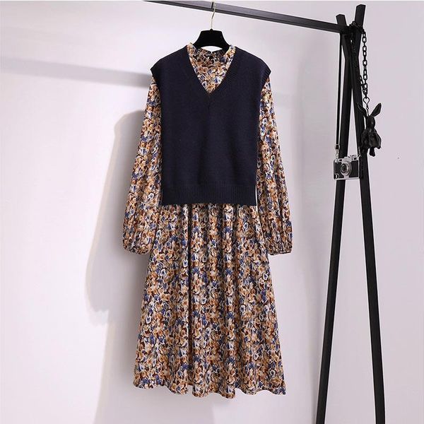 two piece dress ichoix knitted-out vest 2 piece of clothing korean-style women's dress 2 vintage chiffon floral outfits dressed elegant, White
two piece dress ichoix knitted-out vest 2 piece of clothing korean-style women's dress 2 vintage chiffon floral outfits dressed elegant, White