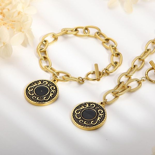 earrings & necklace coin jewelry sets women's stainless steel bracelet and fashion party gift, Silver
earrings & necklace coin jewelry sets women's stainless steel bracelet and fashion party gift, Silver