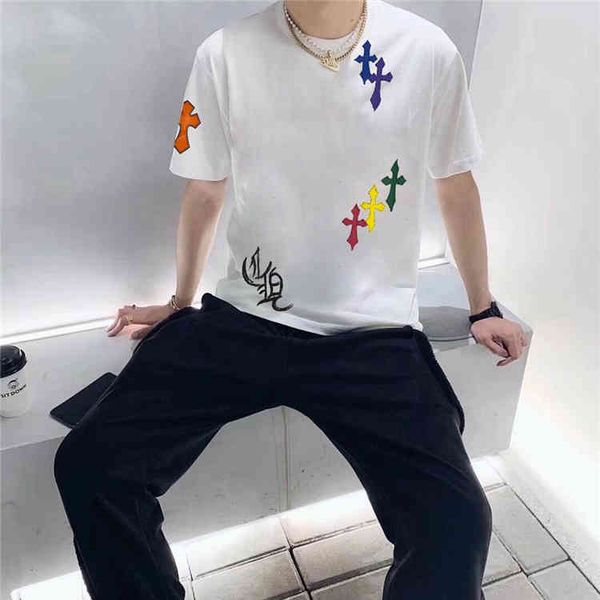 21ss summer new ch crow graffiti sanskrit cross versatile casual short sleeve t-shirt for men and women, White;black
21ss summer new ch crow graffiti sanskrit cross versatile casual short sleeve t-shirt for men and women, White;black