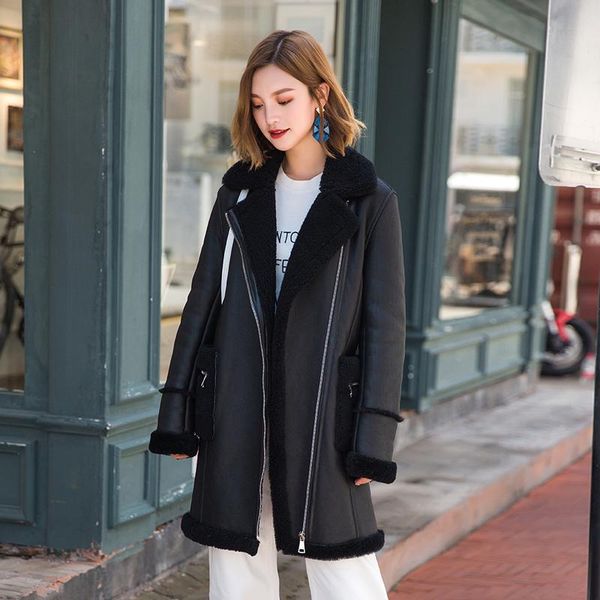 women's fur & faux genuine real sheep sheaing winter coat women leather jacket abrigo mujer a1205 yy253, Black
women's fur & faux genuine real sheep sheaing winter coat women leather jacket abrigo mujer a1205 yy253, Black