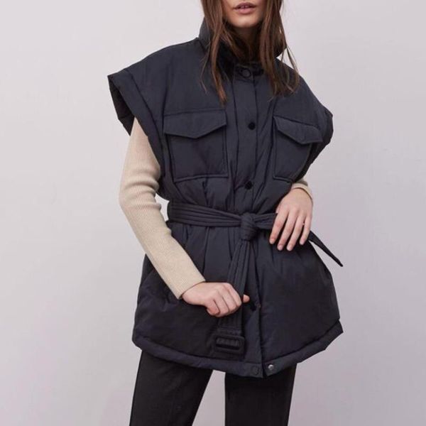 women's vests holiwind 2021 women sleeveless vest winter warm down cotton padded jacket female mandarin collar with belt, Black;white
women's vests holiwind 2021 women sleeveless vest winter warm down cotton padded jacket female mandarin collar with belt, Black;white