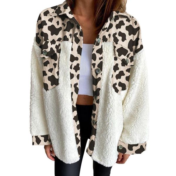 women's jackets leopard print patchwork autumn and winter long sleeves buttons coat casual plush stitching warm women clothes#fs, Black;brown
women's jackets leopard print patchwork autumn and winter long sleeves buttons coat casual plush stitching warm women clothes#fs, Black;brown