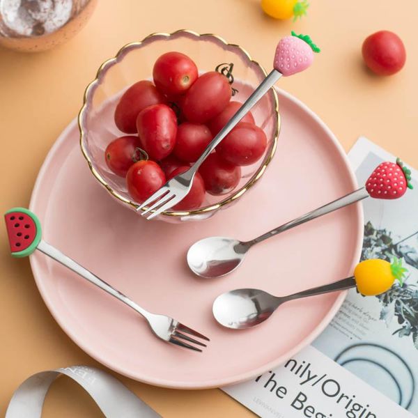pc creative stainless steel fruit fork coffee spoon colored pattern simple stirring forks
pc creative stainless steel fruit fork coffee spoon colored pattern simple stirring forks