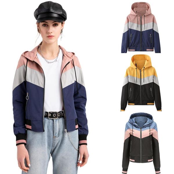 women's jackets autumn windbreaker coat ladies hooded jacket outdoor raincoat colorblock drawstring women casual sport, Black;brown
women's jackets autumn windbreaker coat ladies hooded jacket outdoor raincoat colorblock drawstring women casual sport, Black;brown