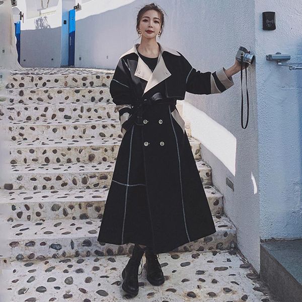 women's trench coats black windbreaker long 2021spring autumn korean loose double-breasted lapel quality lining straight fashion coat 2, Tan;black
women's trench coats black windbreaker long 2021spring autumn korean loose double-breasted lapel quality lining straight fashion coat 2, Tan;black
