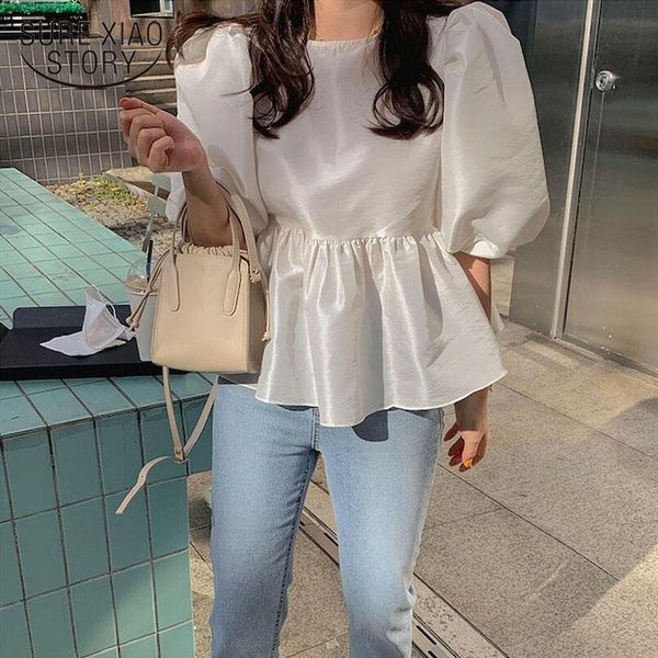 women's blouses & shirts summer blouse short puff sleeve pleated o neck ladies shirt korean loose 2021 fashion chic shinny women 13551, White
women's blouses & shirts summer blouse short puff sleeve pleated o neck ladies shirt korean loose 2021 fashion chic shinny women 13551, White