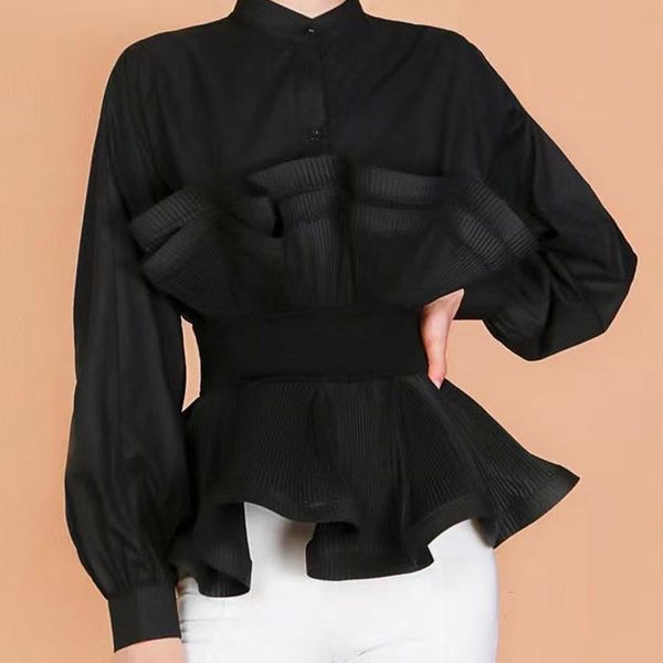women's blouses & shirts high-quality african three-dimensional decoration ruffle long sleeve blouse england fashion cotton button up s, White
women's blouses & shirts high-quality african three-dimensional decoration ruffle long sleeve blouse england fashion cotton button up s, White