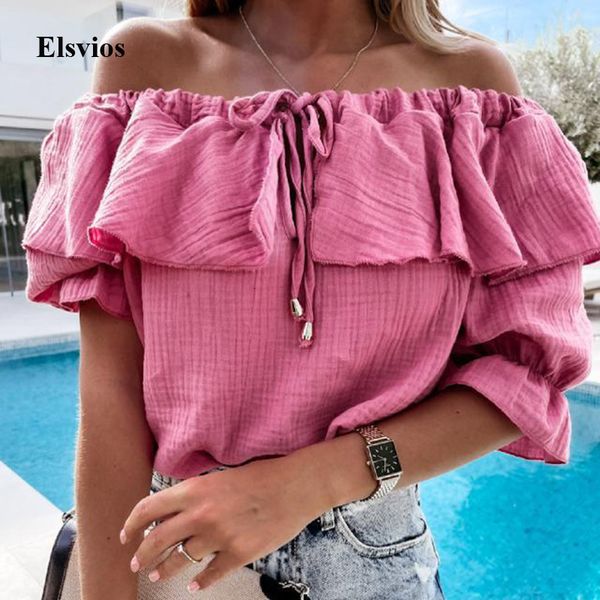 women's blouses & shirts elegant fashion women ruffle shirt lady summer casual tie-up drawstring blusa off shoulder blou, White
women's blouses & shirts elegant fashion women ruffle shirt lady summer casual tie-up drawstring blusa off shoulder blou, White