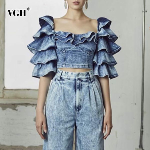 vgh vintage patchwork ruffle shirt for women square collar flare sleeve short slim casual blouse female fashion new clothing 210421, White
vgh vintage patchwork ruffle shirt for women square collar flare sleeve short slim casual blouse female fashion new clothing 210421, White
