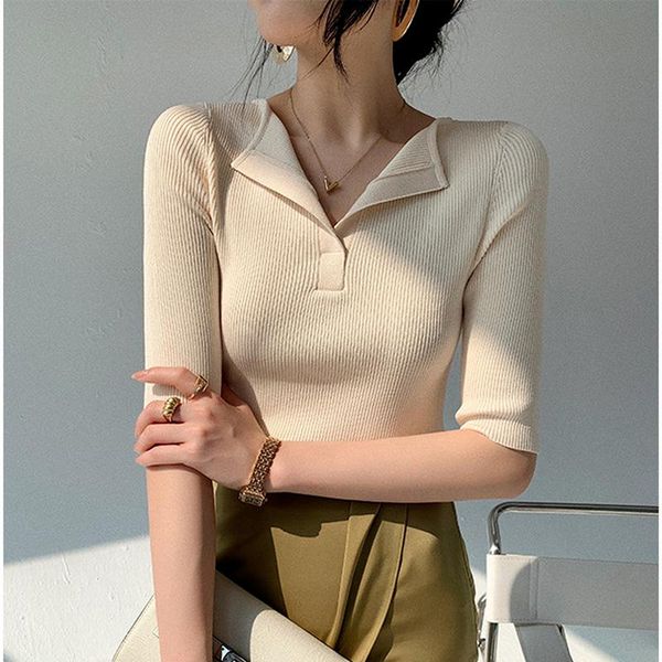 women's t-shirt 2021 spring summer ol office lady woman tshirts fashion elegant chic knit feminino elastic bottoming slim t shirt, White
women's t-shirt 2021 spring summer ol office lady woman tshirts fashion elegant chic knit feminino elastic bottoming slim t shirt, White